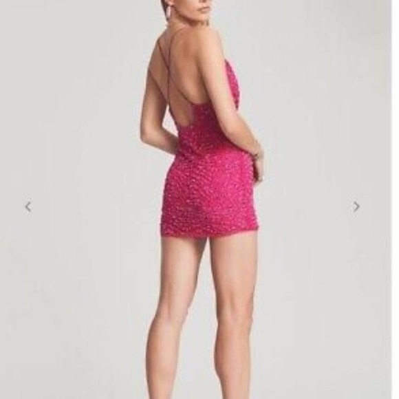 Retrofete sequin mini dress. Size small. Pink gown with beaded details. - Picture 2 of 9